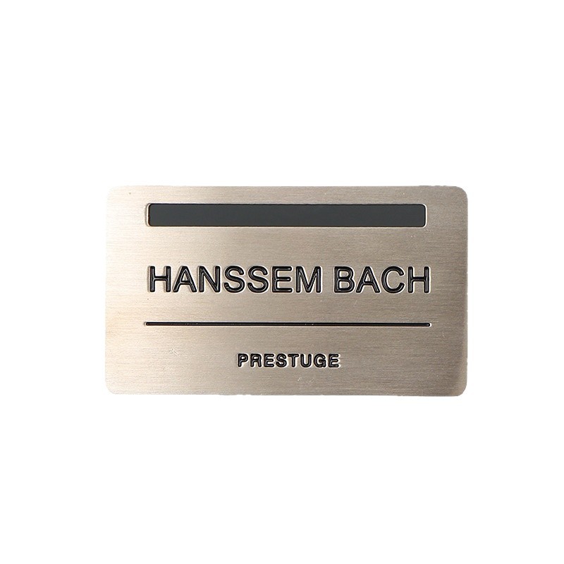 brushed stainless steel logo plate