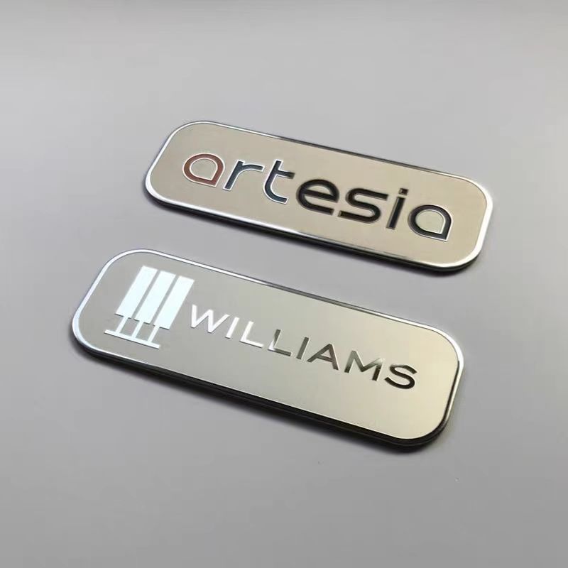 etched stainless steel logo plate