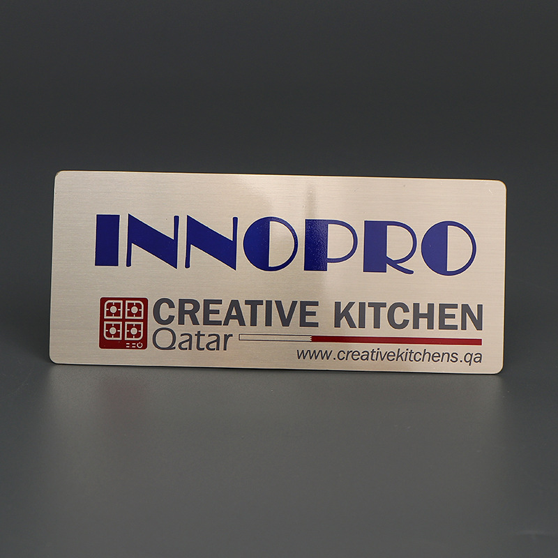 screen printed stainless steel logo plate